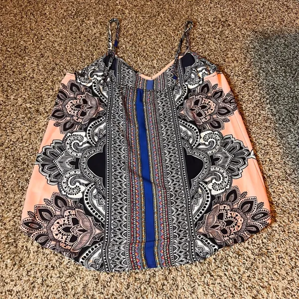 Glam Tank‎ Top Bohemian Print Sleeveless Casual Blouse Festival Top M - Image 5