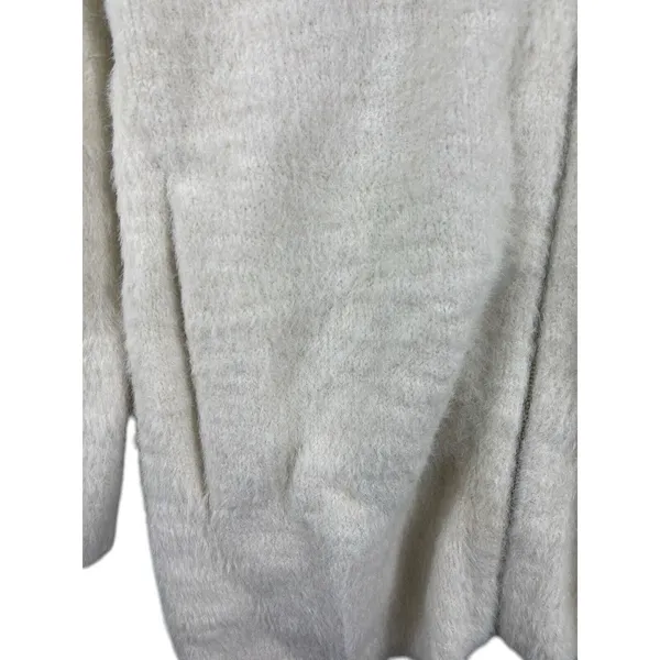 J. Crew Point Sur Heavy Ivory Faux Fur Zip Up Mock Neck Coat S - Image 6