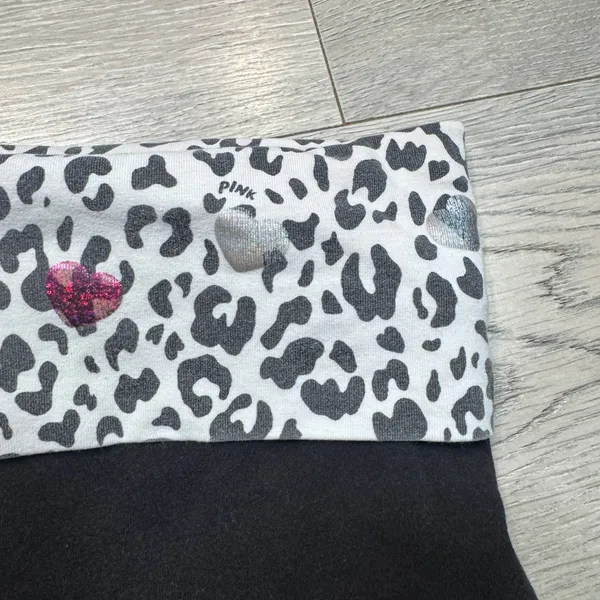 Y2K Victoria's Secret PINK‎ Leopard Heart Foldover Yoga Shorts Black XSmall XS - Image 4