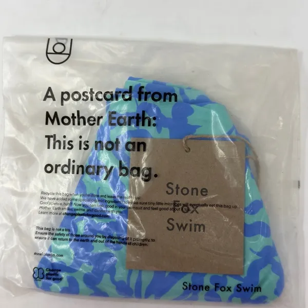 Stone Fox Swim Sumatra Bikini‎ Bottom Ocean Bloom Blue High Rise Cheeky Size XS - Image 10