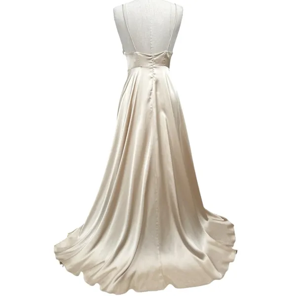 Fame & Partners Stappy Tri Cup Gown Champagne Size 6 Bridal Wedding Guest Prom - Image 7