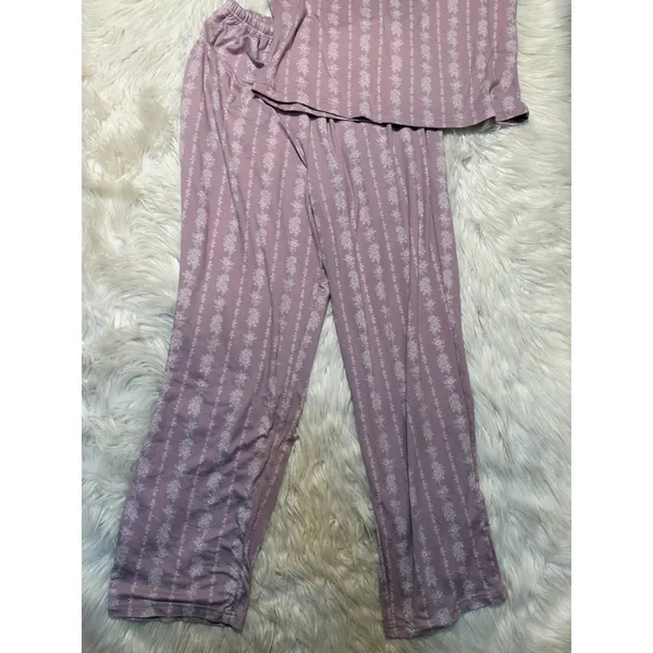 Berkshire Homewear Women's Size Small Silky Smooth Henley Pajama Set Lilac Rose - Image 4