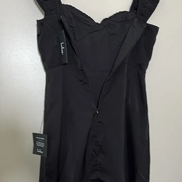 Lulus Perfected Aesthetic‎ Black Satin Ruffled Bustier Mini Dress Size S - Image 10