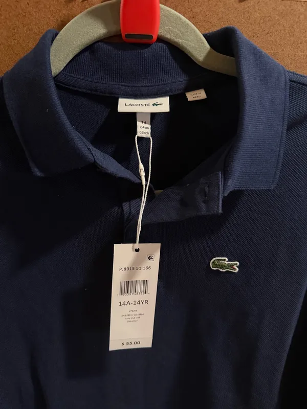 Lacoste kids Polo Shirt navy blue long sleeve 14 years - Image 2