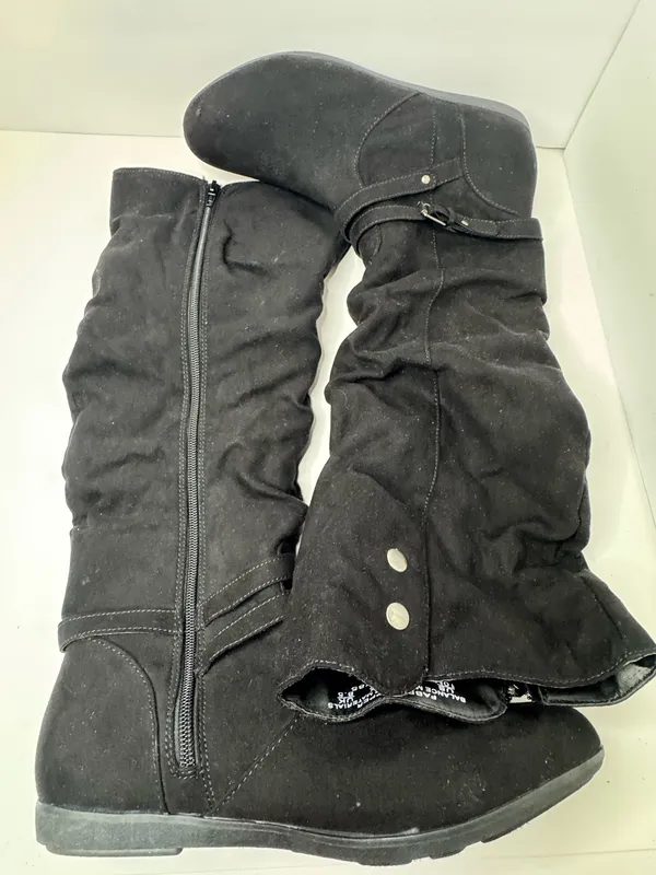 Joe Boxer Black Vegan Suede Boots Womens Size 10M - Image 4