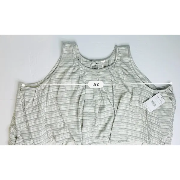 Free People Turn it Up Cream Striped High-low Tank Top SMALL‎ NWT Baggy Y2k - Image 9