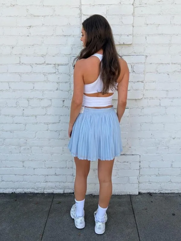 NWT Calia court collection light blue pleated mini skirt sz M #preppy #tennis - Image 3