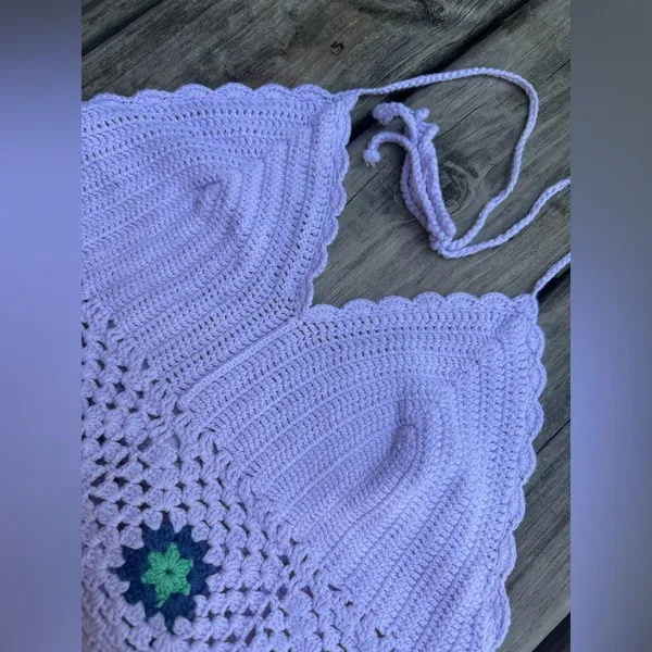 Aerie Crochet Crop Top lavender - Image 3