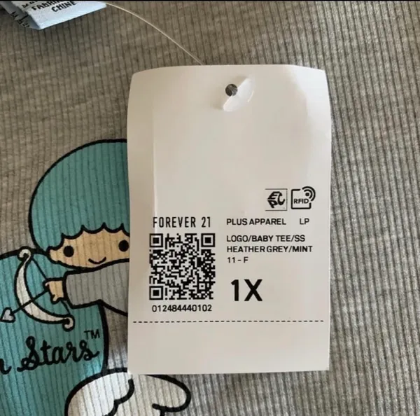 ittle Twin Stars Sanrio Forever 21 Grey Baby Tee Size 1X Women’s NEW - Image 3