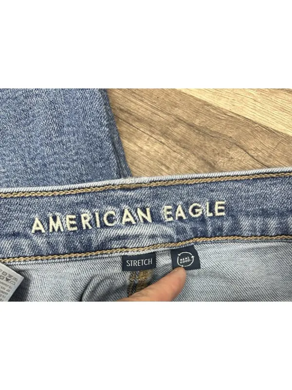 American Eagle Jeans Womens O (26x30) Cargo Super High Rise Baggy Straight Blue - Image 3