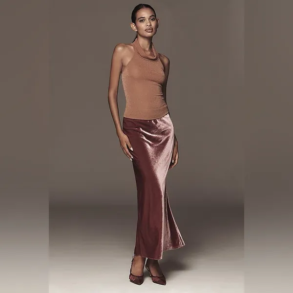Anthropologie Pilcro Halter Cowl-Neck Tank Top - Copper - Image 3