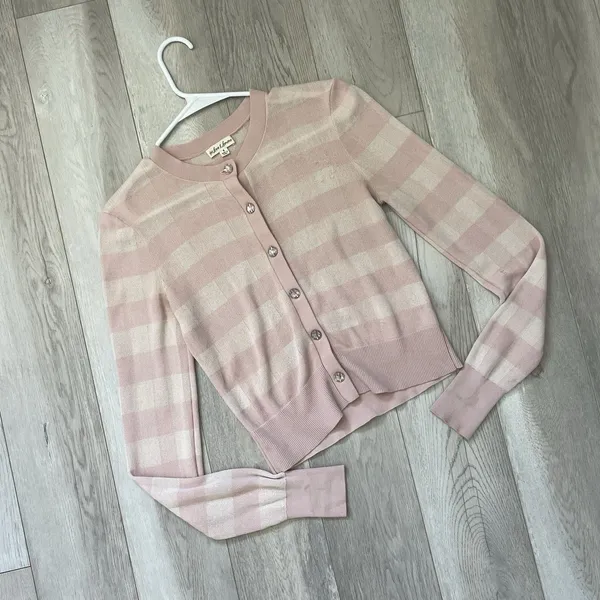 For Love & Lemons Cardigan striped knit womens Pink Cream (small) lightweight - Image 3