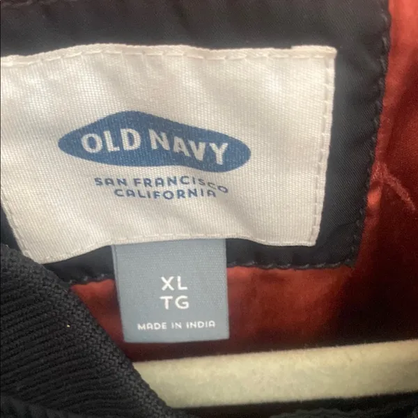 Old Navy‎ Black Bomber Jacket with Gold Zipper Size XL - Image 12