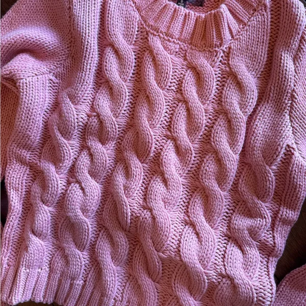 4SI3NNA‎ Cable Cropped Sweater Pink Size Small - Image 3