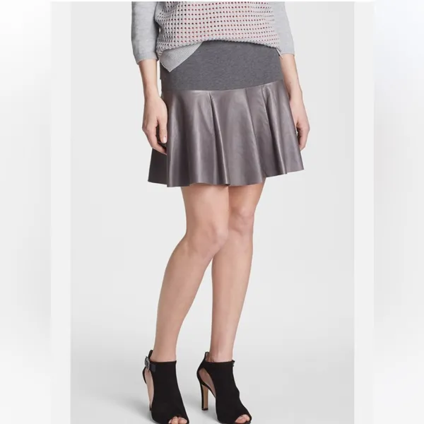 HINGE Leather Panel Peplum SKIRT GREY SIZE XS $198 VERY CHIC NORDSTROM - Image 4