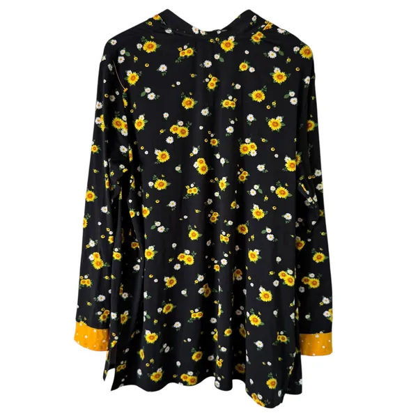 Comfort Code Floral Print Cardigan Open‎ Front Lightweight Sunflower Black L - Image 6
