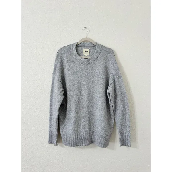Aerie Gray Oversized Soft Knit Crewneck Sweater Women’s Medium - Image 2