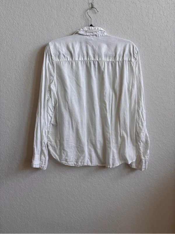 Zara 100% Linen White Button Down Shirt Women’s Medium Coastal Relaxed - Image 3
