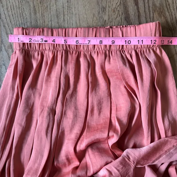 Topshop Pleated‎ Midi Skirt Coral Terracotta Double Slit Elastic Waist NWT Sz 4 - Image 6