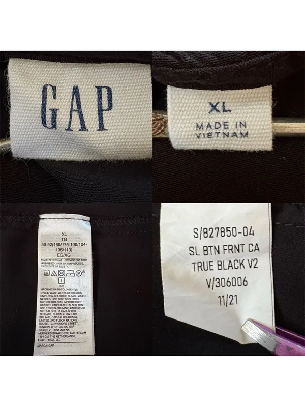 Gap Black Rayon Cami Mini Dress XL Button Front Shirred Back - Image 8