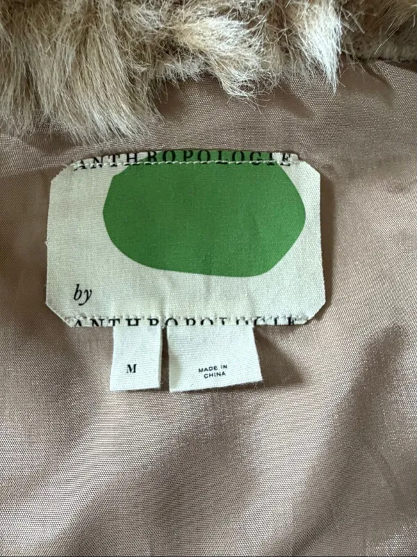 Anthropologie Faux Fur Patchwork Vest Size M Boho Statement - Image 3