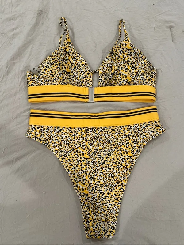 SHEIN Yellow Leopard Print Bikini Set - Image 2