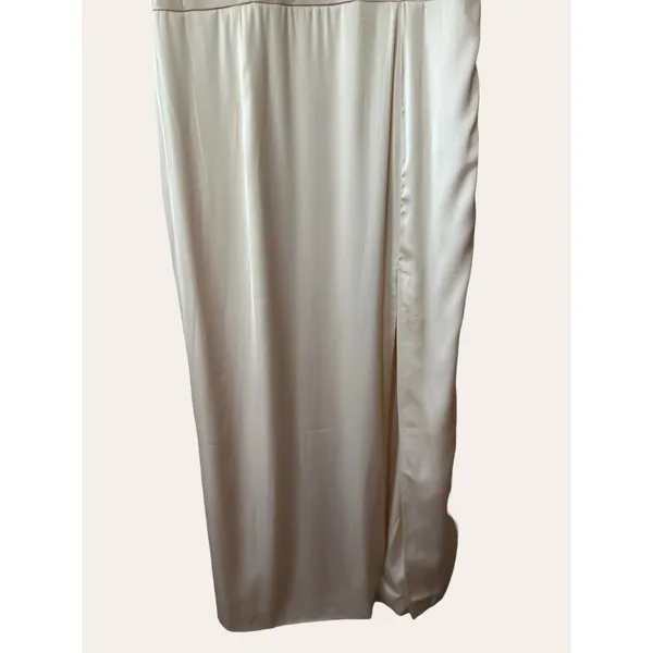 Meshki Kimberly Ivory Satin Cowl Neck Slit Cocktail Slip Dress Size Medium - Image 6