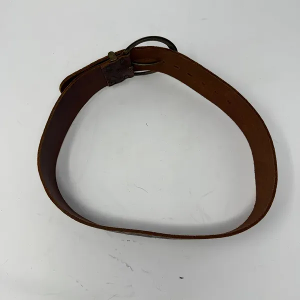 Antoniazzi Firenze Floral Embossed Leather Round Buckle Belt Brown Womens Size M - Image 7