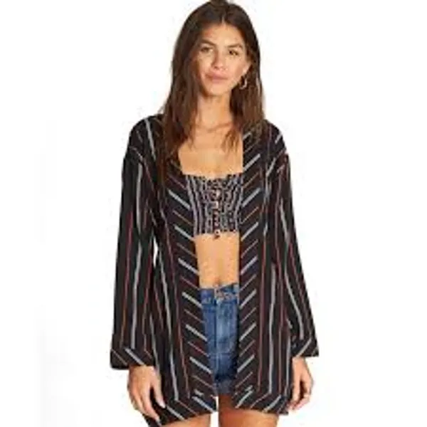BILLABONG Secret Tells Open Front Top Wrap Cover Up Size S / M BEACHY LOUNGE - Image 2