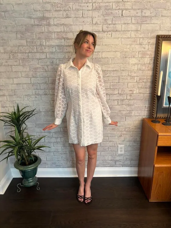 New with Tags Anthropologie White Lace Button Up Dress - Image 8