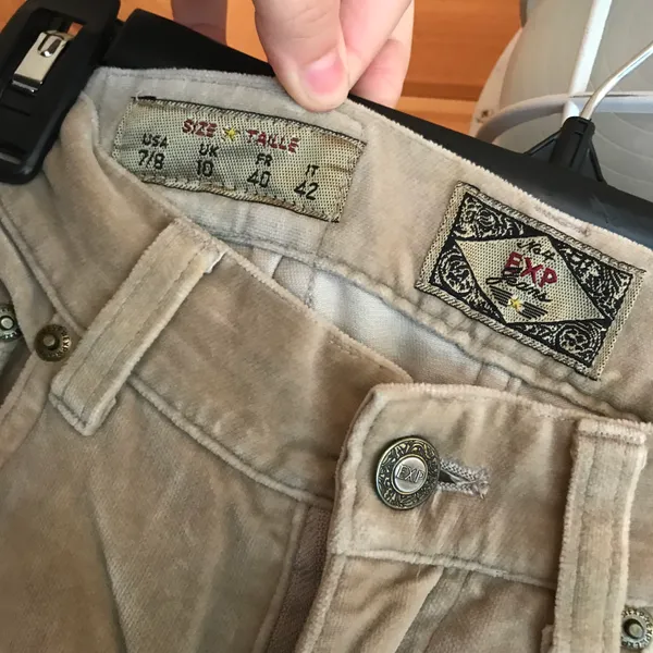 Express VINTAGE 100% COTTON HIGH WAISTED STRETCHY BEIGE PANTS - Image 5