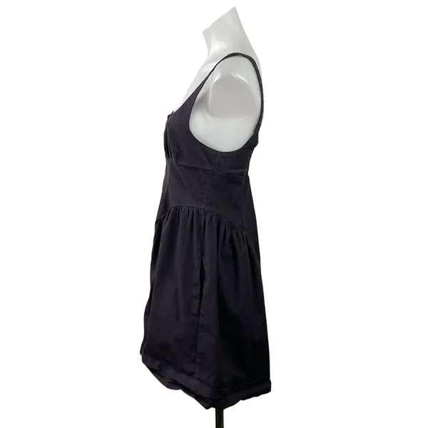 Free People Astrid Oxford Black Sleeveless Square Neck Button Down Mini Dress M - Image 2
