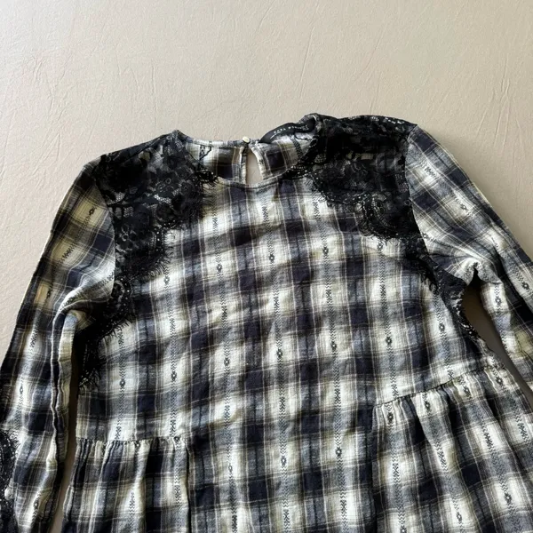Zara Plaid Lace Ruffled Top - Image 6