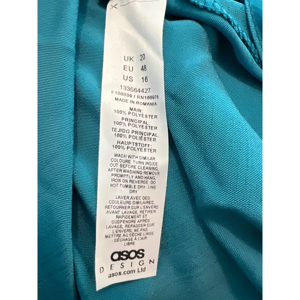 ASOS DESIGN Tall Satin Cowl Neck Maxi Dress Turquoise Blue US 16 - Image 4