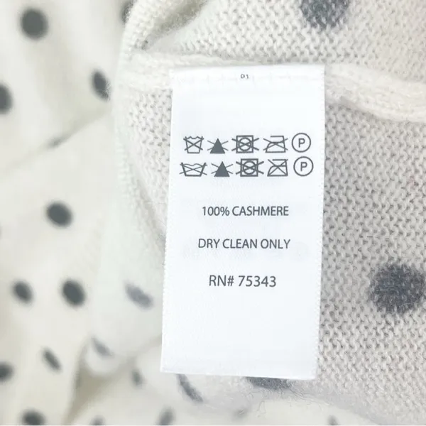CYNTHIA ROWLEY 100% 2-Ply Cashmere Cream Polka Dot Long Sleeves Sweater Medium - Image 4