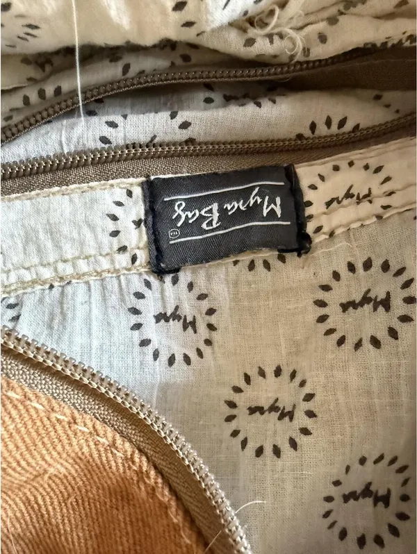 Myra Bag Large Woven Tote Bag with Leather Trim and Turquoise Concho - Image 11