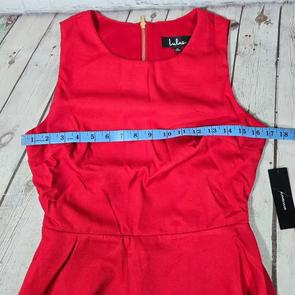 Lulus Red Sleeveless Cutout Back Skater Dress Size M 65482 - Image 9