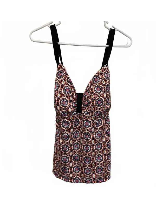 South Point Black Orange Floral Tankini and Shorts Two Piece Swim Set Size 12 - Image 2
