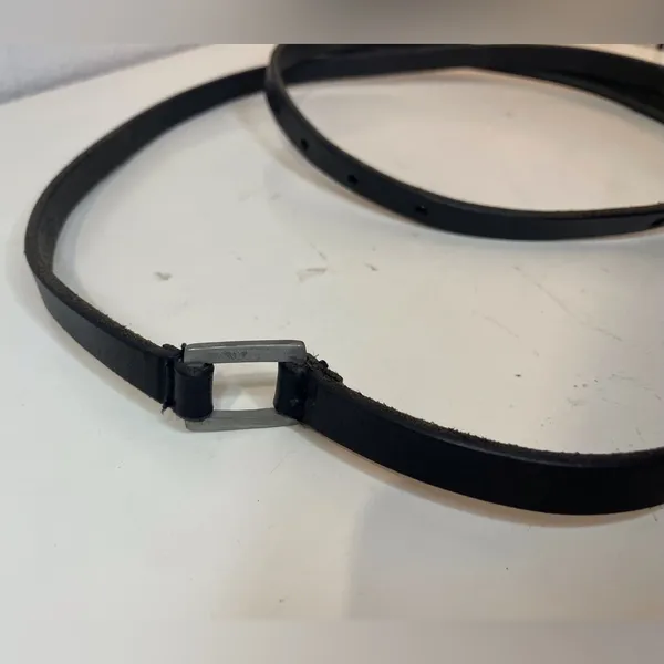 LOFT Women’s‎ Vintage Black Leather Long Belt with Silver Buckle Size 32”/34” - Image 3