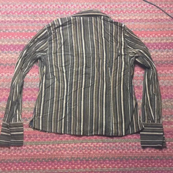 Vintage Brown Vertical Stripe Long Sleeve - Image 5