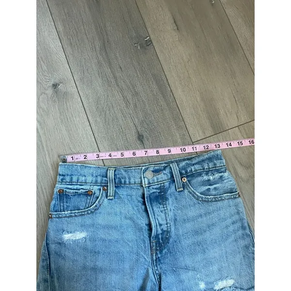 Levi's Premium Denim 100% Cotton Wedgie Shorts Snooze You Loose Distressed 26 - Image 8