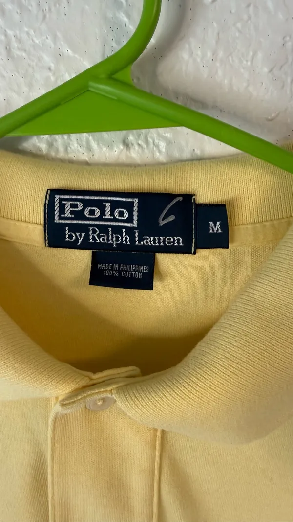 Vintage 90s Polo Ralph Lauren Yellow Polo Shirt - Men's M - Classic Fit - Image 8