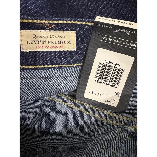 Levi’s Super Baggy Barrel Dark Wash Denim Jean Women’s 25x30 MSRP $110 - Image 5