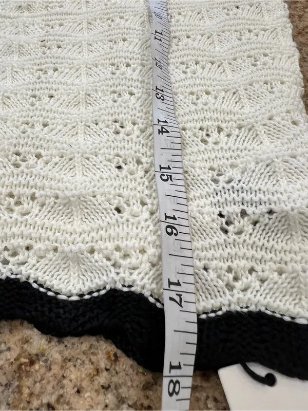 Commense Crochet Knit Crop Top Midi Skirt Set White Black Small NWT - Image 12