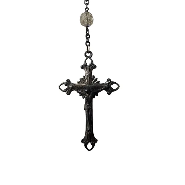 Vintage Roma Sterling Silver & AB Crystal Rosary - Image 2