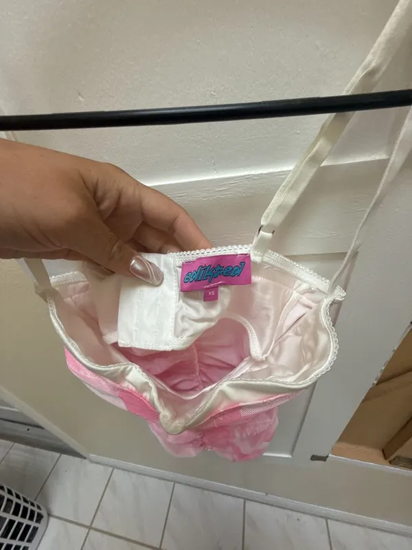 Edikted Pink Ruched Corset Top Size XS - Image 3