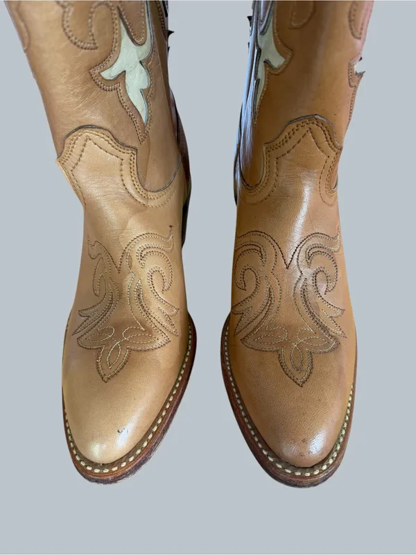 Texas Vintage Women's Mid Calf Western Cowgirl Boot Size 5.5 #267024 - Image 5