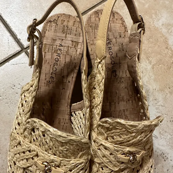 Aerosoles Natural Raffia Woven Block Cork Heel Platform Sandals like New Sz 9.5 - Image 8