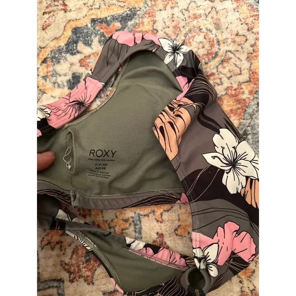 Roxy floral green halter swim top - Image 3