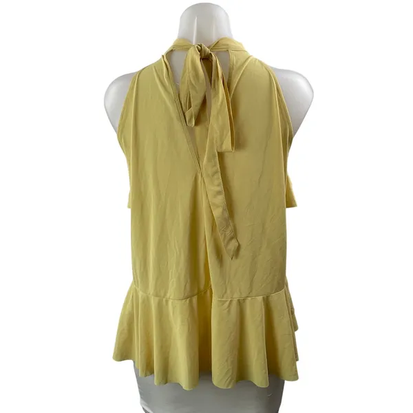 Zara Women's Butter Yellow Halter Ruffle Sleeveless Tiered Peplum Blouse Top M - Image 3